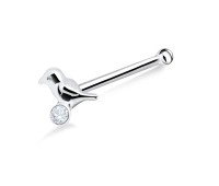 Bird Stone Shaped Silver Bone Nose Stud NSKD-326